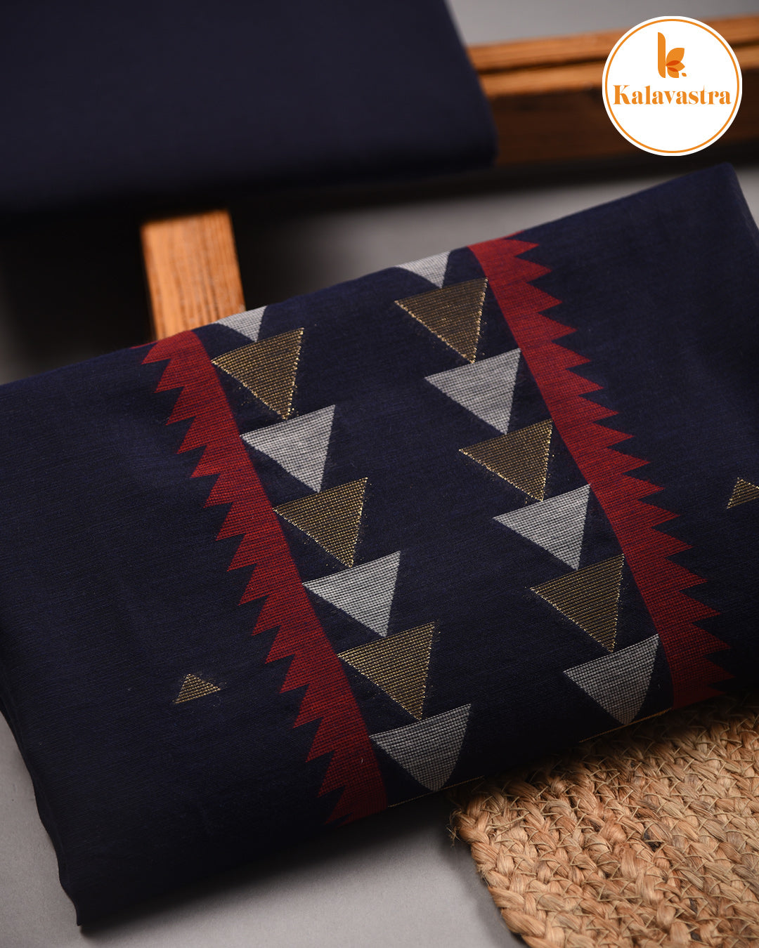 Blue-Chanderi- Jamdani Woven-Unstitched Suit Fabric With Chanderi Jamdani Woven Dupatta