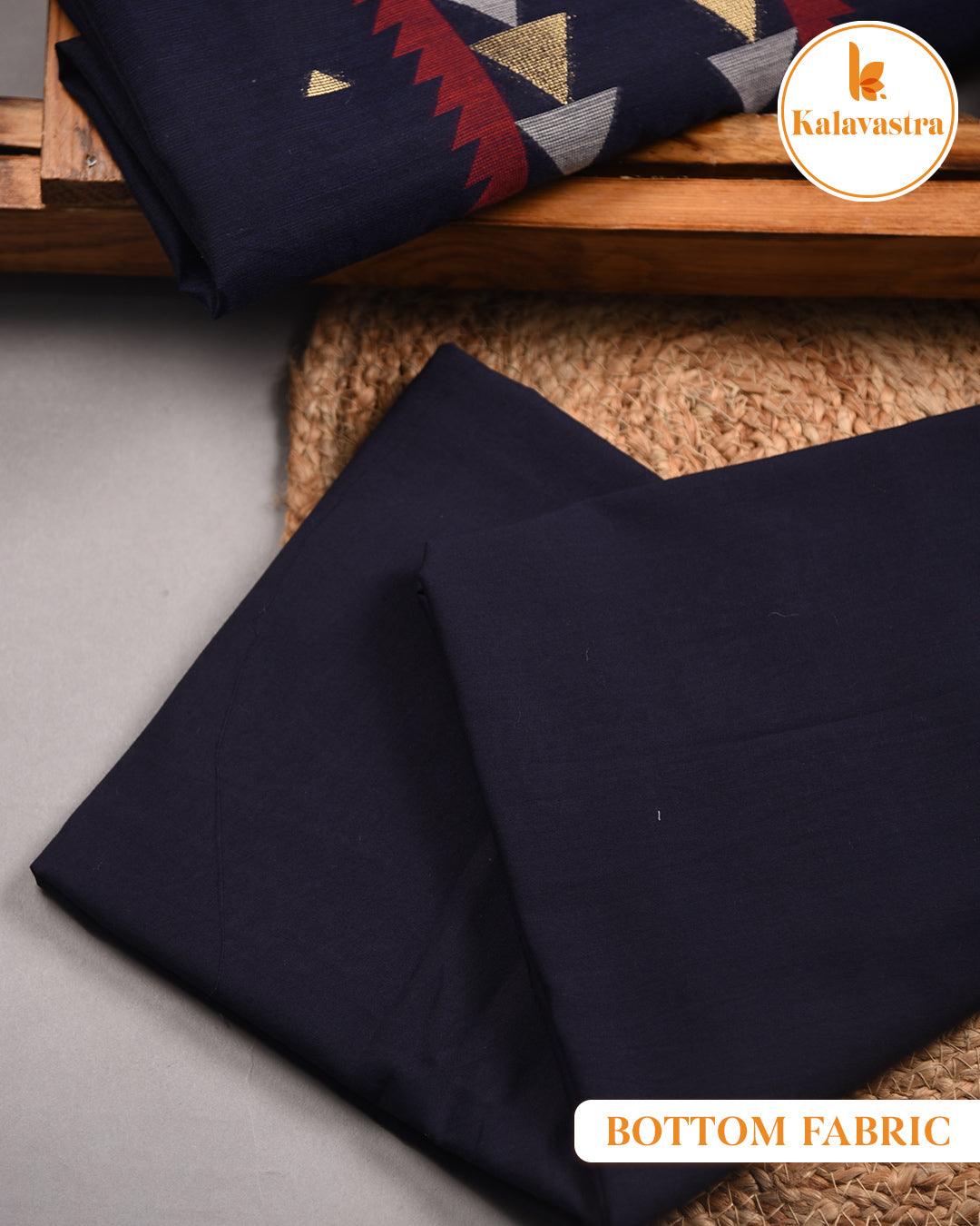 Blue-Chanderi- Jamdani Woven-Unstitched Suit Fabric With Chanderi Jamdani Woven Dupatta