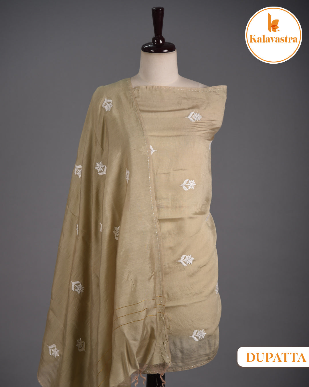 Light Green- Cotton Slub - Woven With Embroidery - Unstitched Suit Fabric With Muslin Embroidered Dupatta
