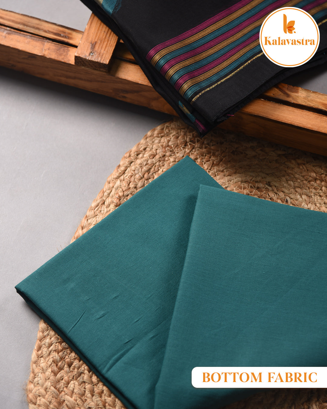 Black With Green-Chanderi-Jamdani Woven-Unstitched Suit Fabric With Chanderi Jamdani Woven Dupatta