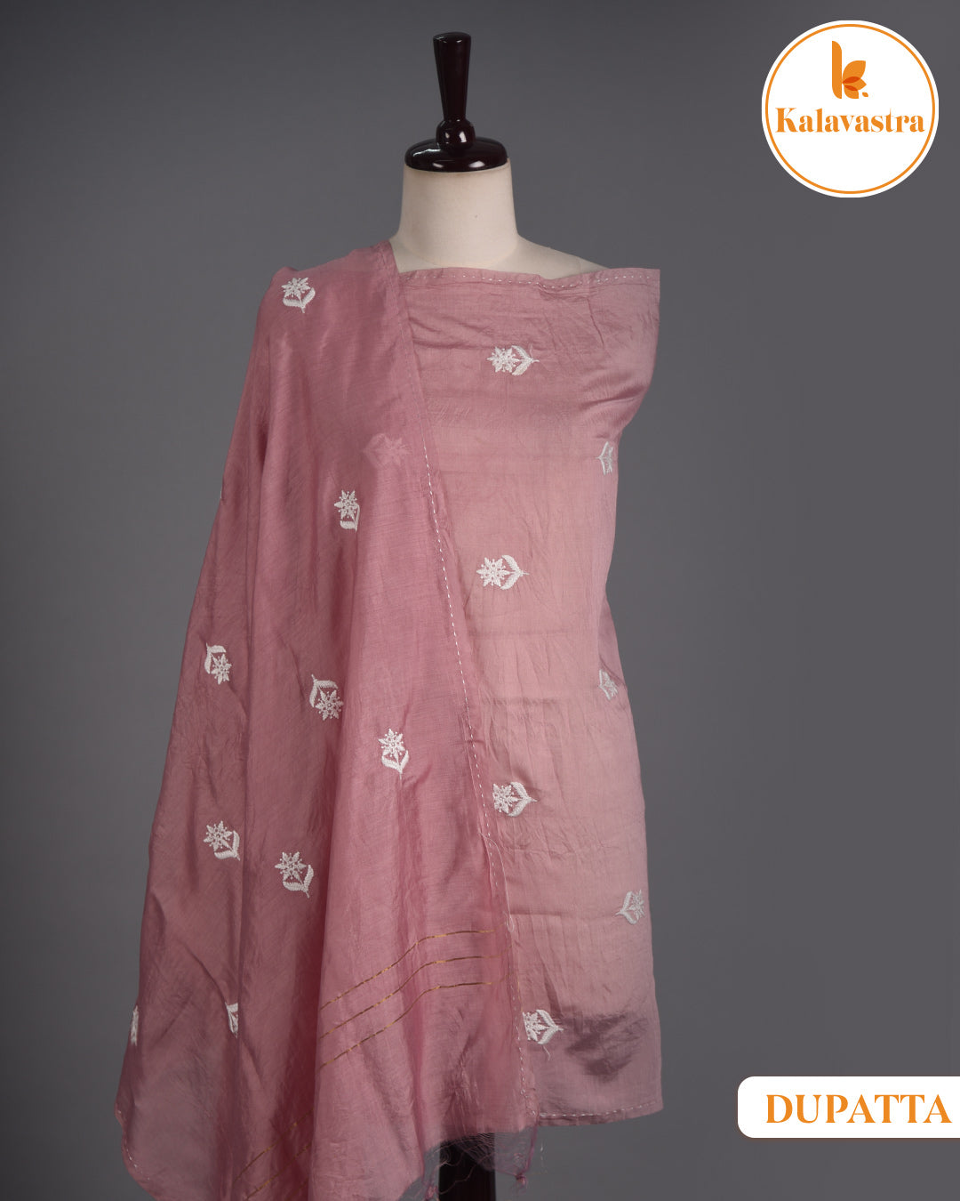 Pretty Pink- Cotton Slub - Woven With Embroidery - Unstitched Suit Fabric With Muslin Embroidered Dupatta
