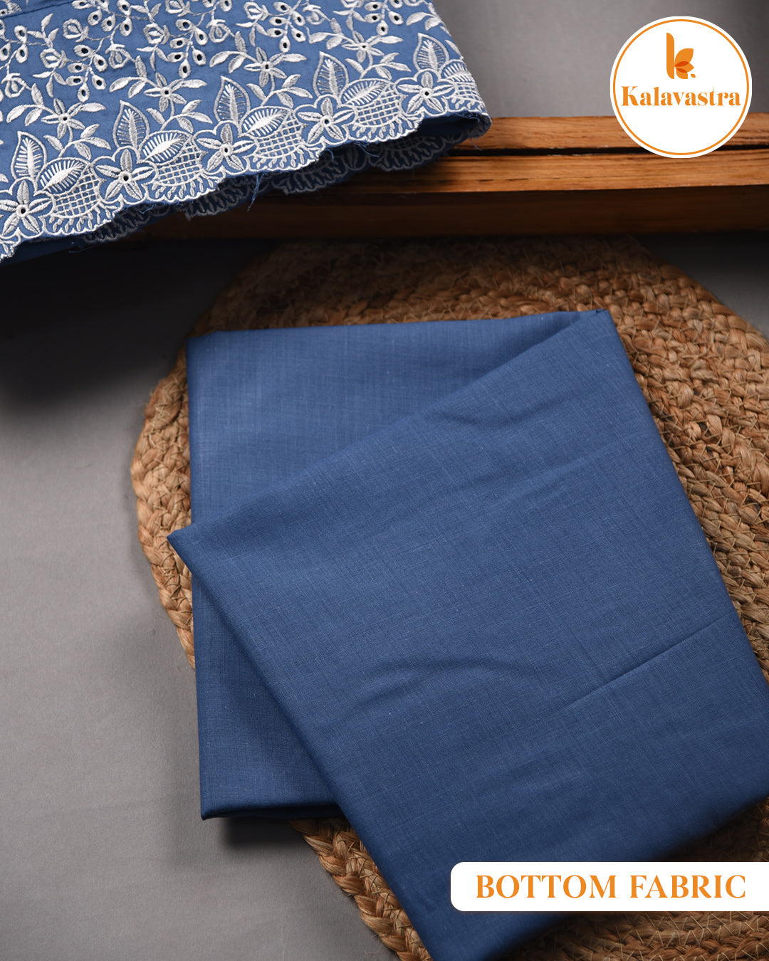 Blue - Cotton - Embroidered - Unstitched Suit Fabric With Cotton Embroidered Dupatta