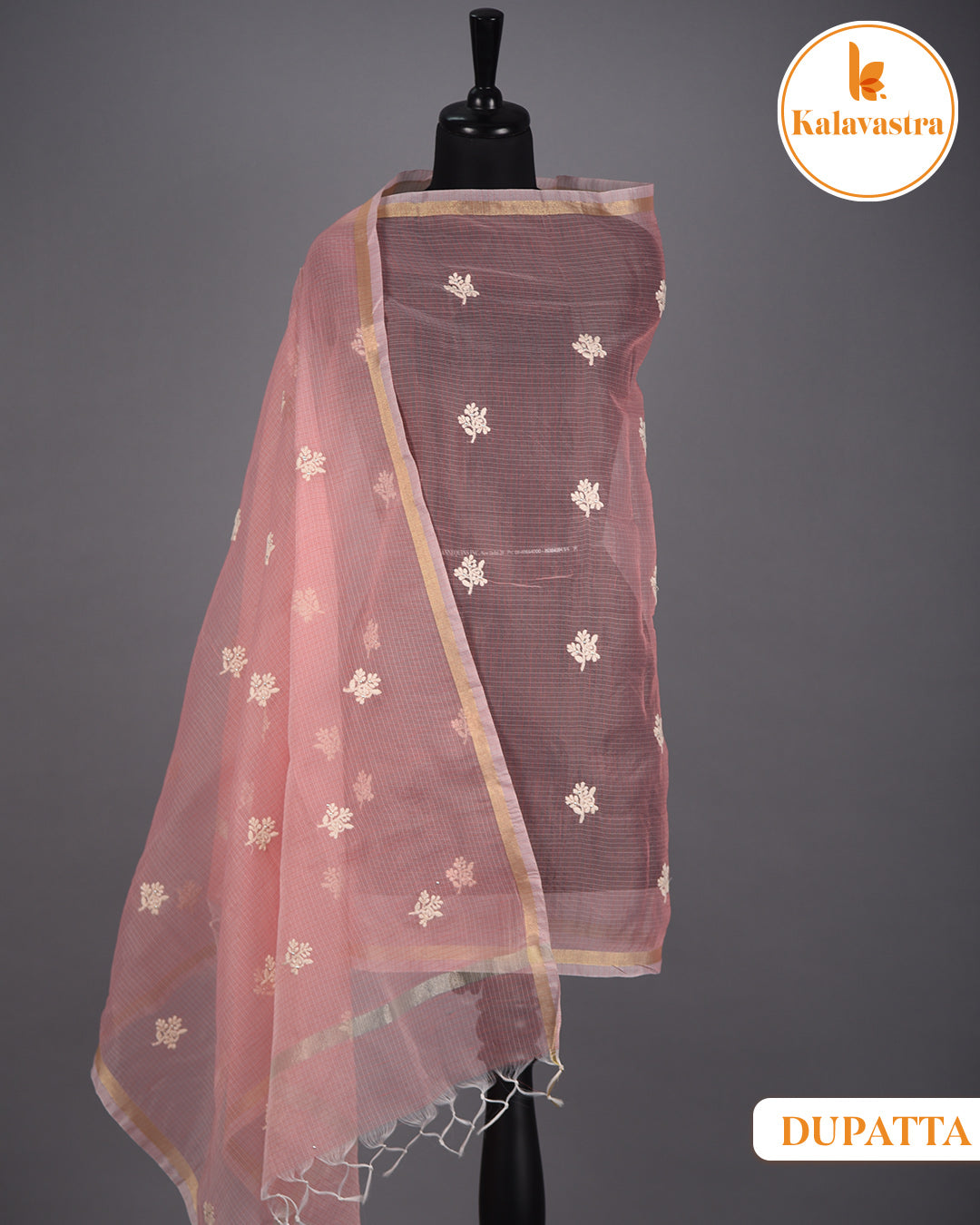 Pink - Kota - Embroidered - Unstitched Suit Fabric With Kota Embroidered Dupatta