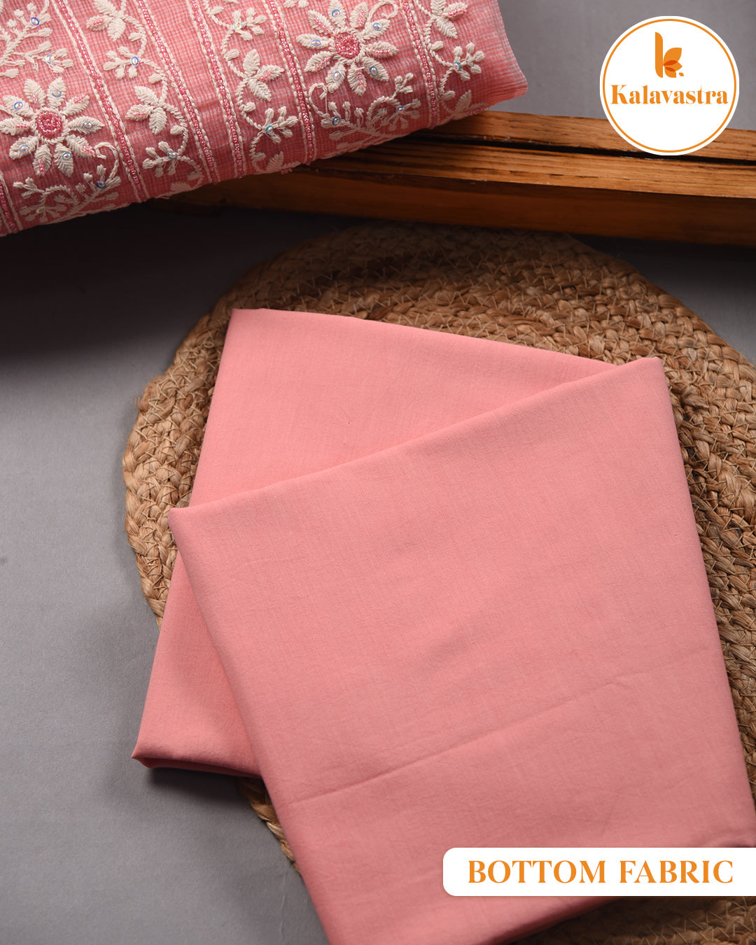 Pink - Kota - Embroidered - Unstitched Suit Fabric With Kota Embroidered Dupatta