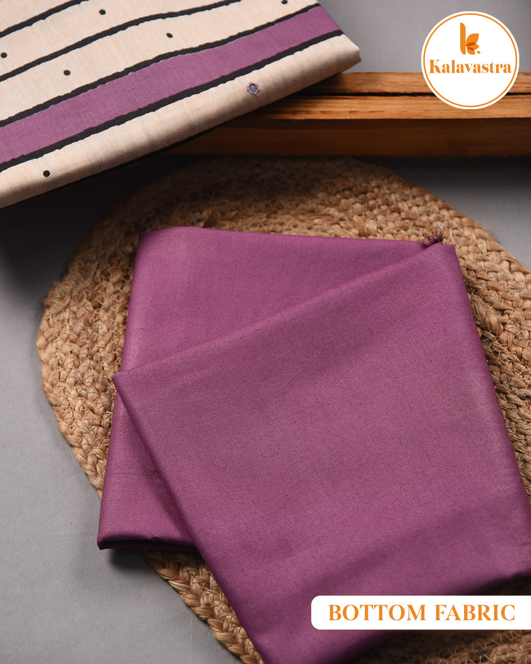 Beige With Purple - Cotton Glazed - Printed With Embroidery - Unstitched Suit Fabric With Muslin Dupatta